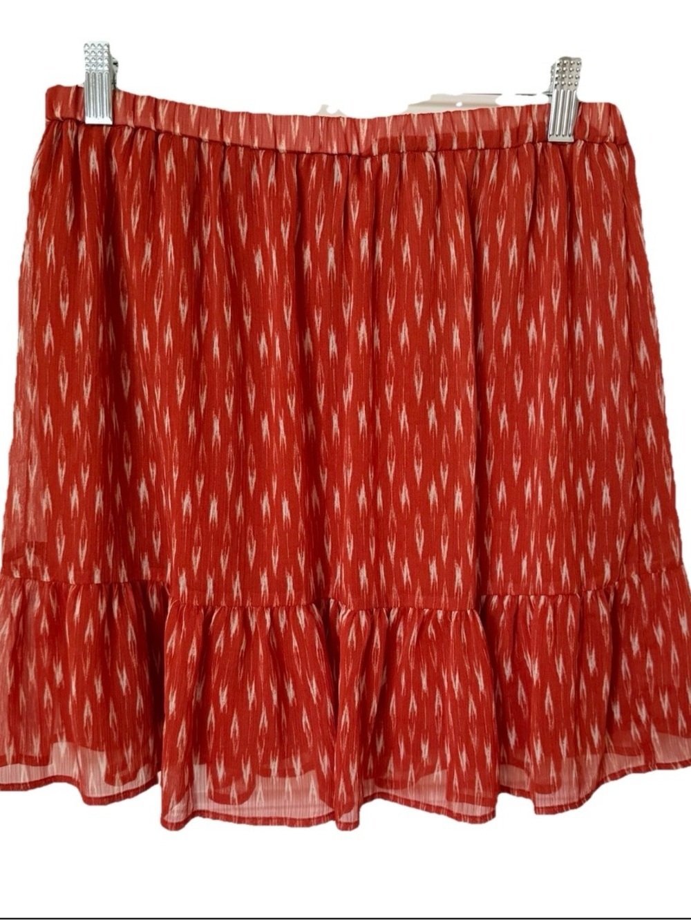 Banana Republic Orange Printed Ruffled Skirt Small